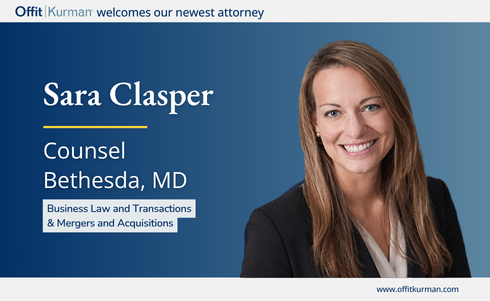 Offit Kurman Adds Sara Clasper to Business Law and Transactions Practice Group